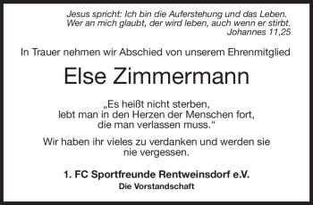 Traueranzeige von Else Zimmermann von Neue Presse Coburg
