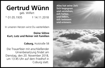 Traueranzeige von Gertrud Wünn von Neue Presse Coburg