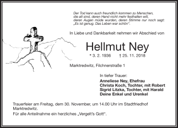 Traueranzeige von Hellmut Ney von Frankenpost