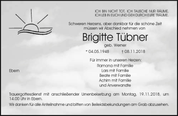 Traueranzeige von Brigitte Tübner von Neue Presse Coburg