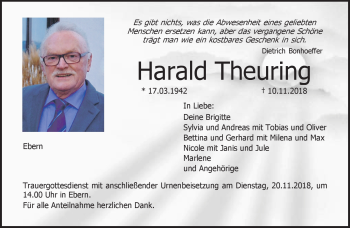 Traueranzeige von Harald Theuring von Neue Presse Coburg