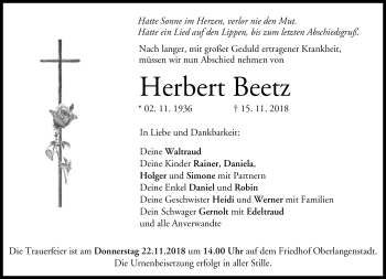 Traueranzeige von Herbert Beetz von Neue Presse Coburg