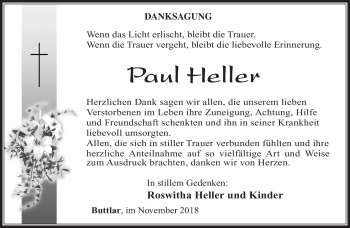 Traueranzeige von Paul Heller von Südthüringer Presse