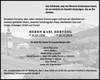 Traueranzeige von Karl Hertzog von Frankenpost