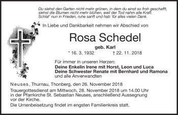 Traueranzeige von Rosa Schebel von Neue Presse Coburg