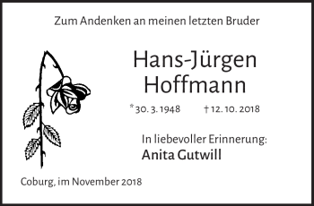 Traueranzeige von Hans-Jürgen Hoffmann von Neue Presse Coburg