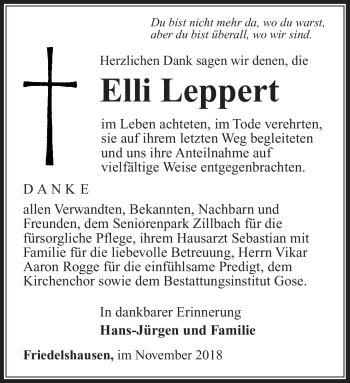 Traueranzeige von Elli Lepert von Südthüringer Presse