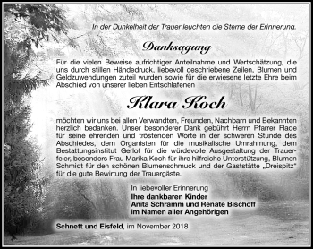 Traueranzeige von Klara Koch von Südthüringer Presse