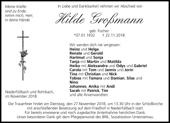 Traueranzeige von Hilde Großmann von Frankenpost