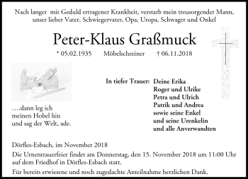 Traueranzeige von Peter-Klaus Graßmuck von Neue Presse Coburg