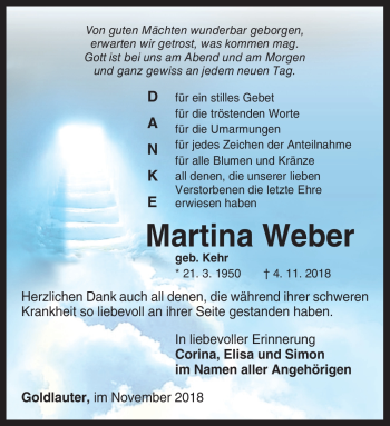 Traueranzeige von Martina Weber von Südthüringer Presse