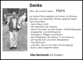 Traueranzeige von Hans Reinhardt von Neue Presse Coburg