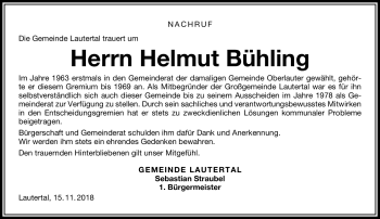 Traueranzeige von Helmut Bühling von Neue Presse Coburg