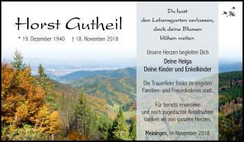Traueranzeige von Horst Gutheil von Südthüringer Presse