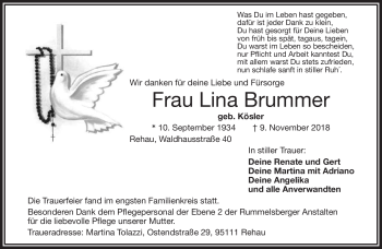 Traueranzeige von Lina Brummer von Frankenpost
