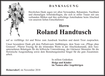 Traueranzeige von Roland Handtusch von Südthüringer Presse