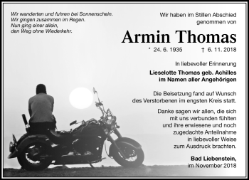 Traueranzeige von Armin Thomas von Südthüringer Presse