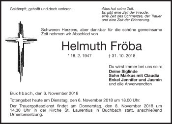 Traueranzeige von Helmuth Fröba von Neue Presse Coburg