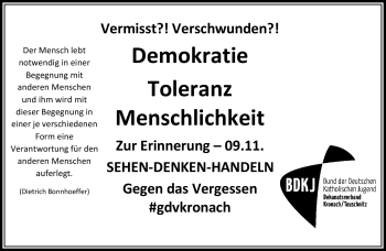 Traueranzeige von Vermisst  von Neue Presse Coburg