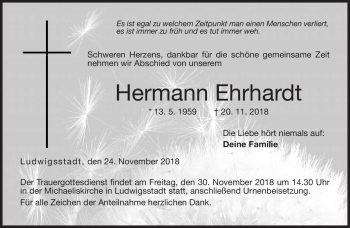 Traueranzeige von Hermann Ehrhardt von Neue Presse Coburg