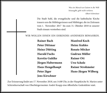 Traueranzeige von   von Südthüringer Presse