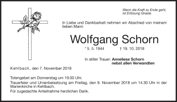 Traueranzeige von Wolfgang Schorn von Neue Presse Coburg