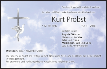 Traueranzeige von Kurt Probst von Neue Presse Coburg