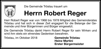 Traueranzeige von Robert Reger von Frankenpost