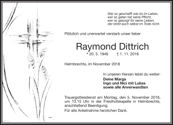Traueranzeige von Raymond Dittrich von Frankenpost