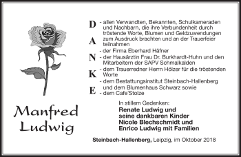 Traueranzeige von Manfred Ludwig von Südthüringer Presse