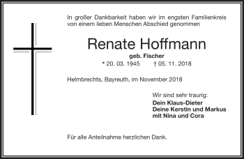 Traueranzeige von Renate Hoffmann von Frankenpost