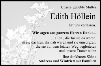 Traueranzeige von Edith Höllein von Neue Presse Coburg