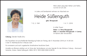 Traueranzeige von Heide Süßenguth von Neue Presse Coburg
