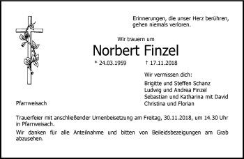 Traueranzeige von Norbert Finzel von Neue Presse Coburg