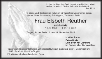 Traueranzeige von Elsbeth Reuther von Frankenpost