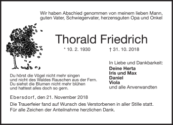 Traueranzeige von Thorald Friedrich von Neue Presse Coburg