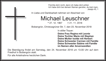 Traueranzeige von Michael Leuschner von Frankenpost