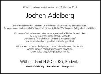 Traueranzeige von Jochen Adelberg von Neue Presse Coburg
