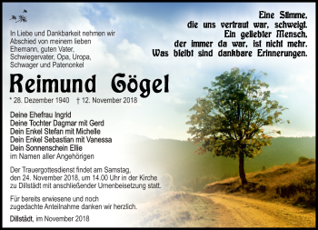 Traueranzeige von Reimund Gölkel von Südthüringer Presse