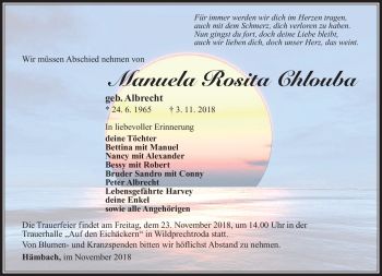 Traueranzeige von Manuela Rosita Chlouba von Südthüringer Presse