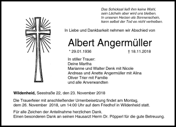 Traueranzeige von Albert Angermüller von Neue Presse Coburg