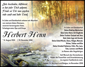 Traueranzeige von Herbert Henn von Südthüringer Presse