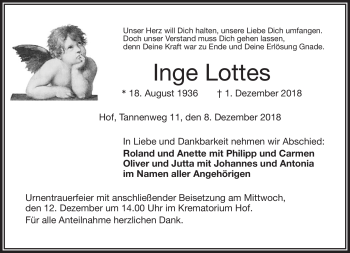 Traueranzeige von Inge Lottes von Frankenpost
