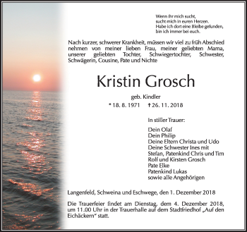 Traueranzeige von Kristin Grosch von Südthüringer Presse