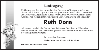 Traueranzeige von Ruth Dorn von Südthüringer Presse