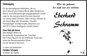 Traueranzeige von Eberhard Schramm von Südthüringer Presse