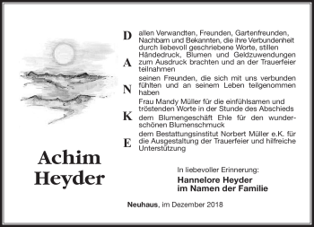 Traueranzeige von Achim Heyder von Südthüringer Presse
