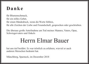 Traueranzeige von Elmar Bauer von Frankenpost