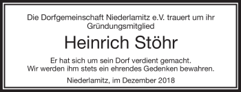 Traueranzeige von Heinrich Stöhr von Frankenpost