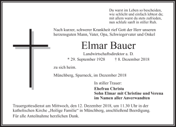 Traueranzeige von Elmar Bauer von Frankenpost